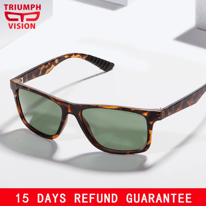TRIUMPH VISION леопардовые Квадратные Солнцезащитные очки Мужские HD поляризационные зеленые линзы солнцезащитные очки для мужчин UV400 Защита от солнца очки для мужчин новинка