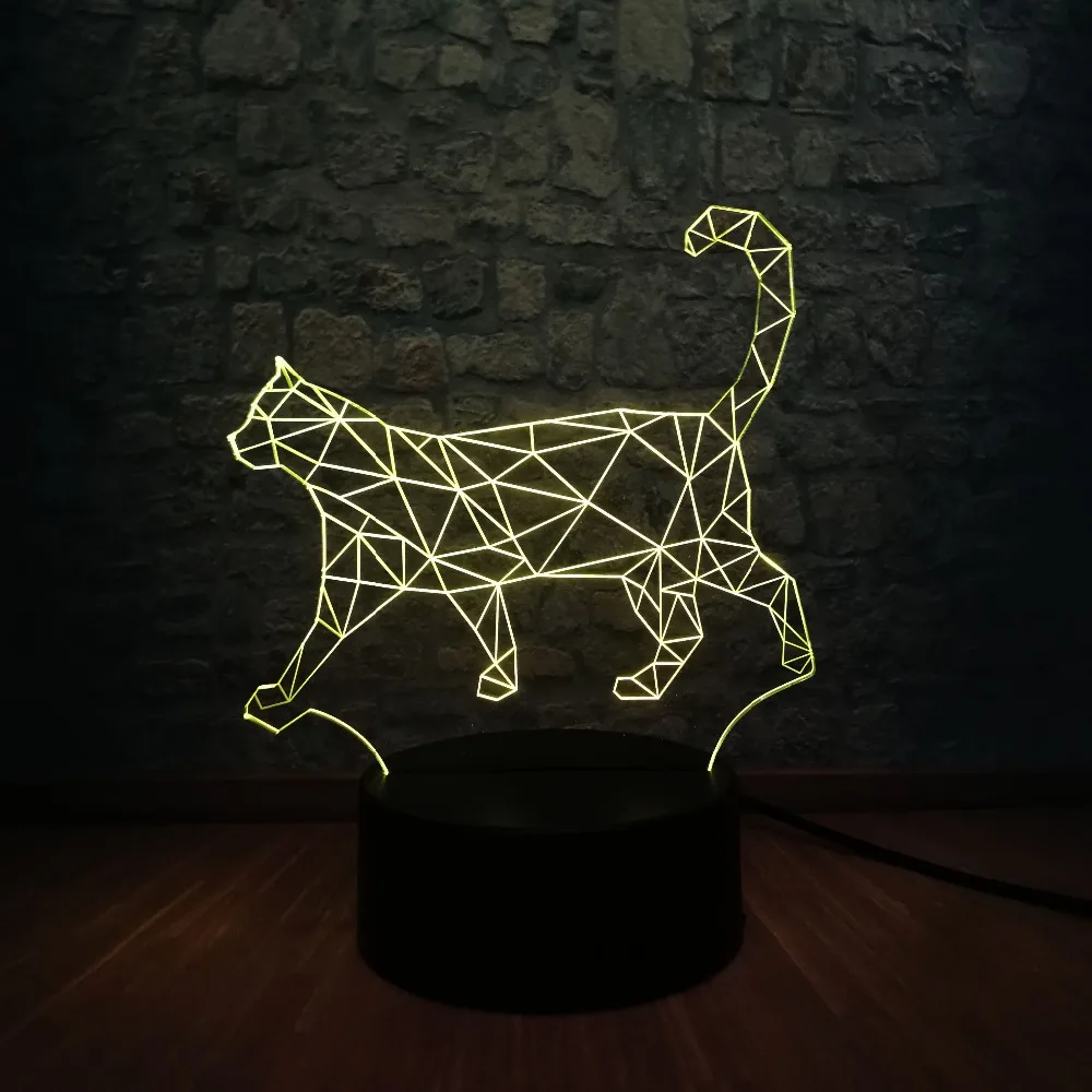 3D животное ленивый кот ходьба кошка Многоцветный Светодиодный Ночник светильник