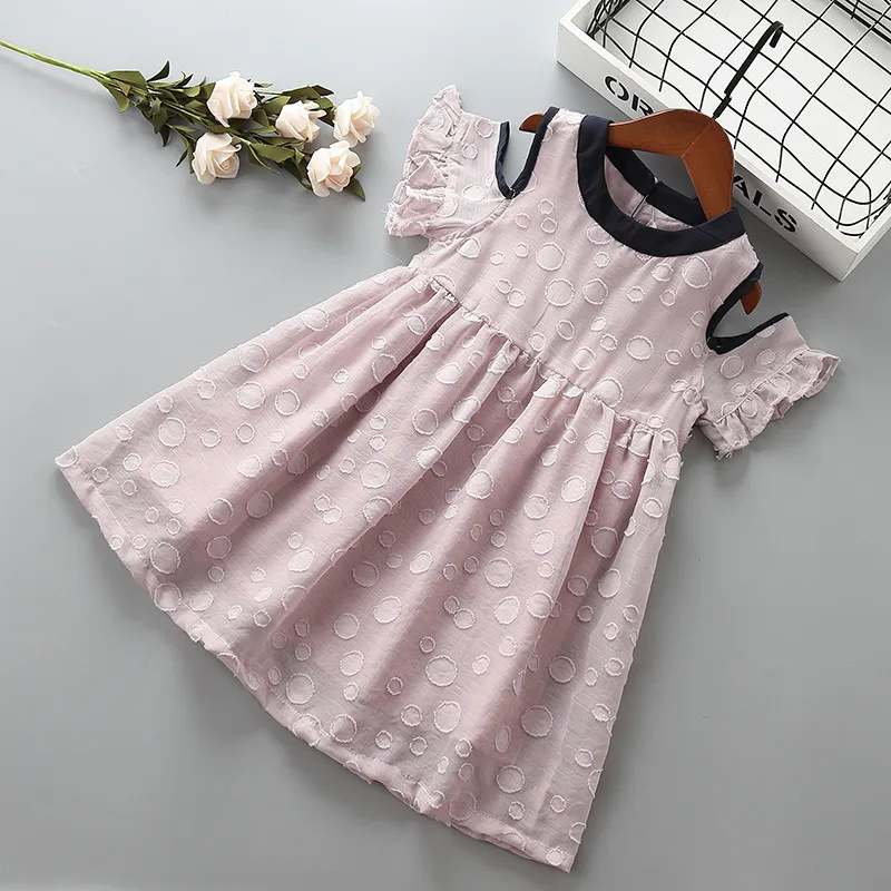 4-10 years High quality girl dress 2019 new summer fashion Dot solid ruched kid children clothing party princess | Детская одежда и