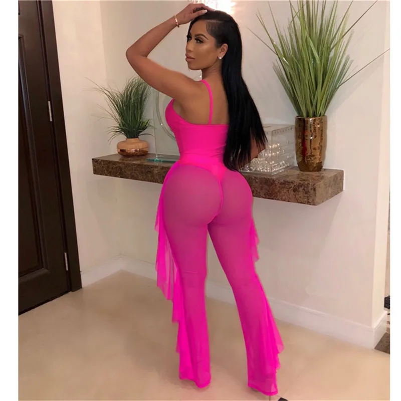 Сексуальный комплект из двух предметов женская летняя пляжная одежда сетчатый