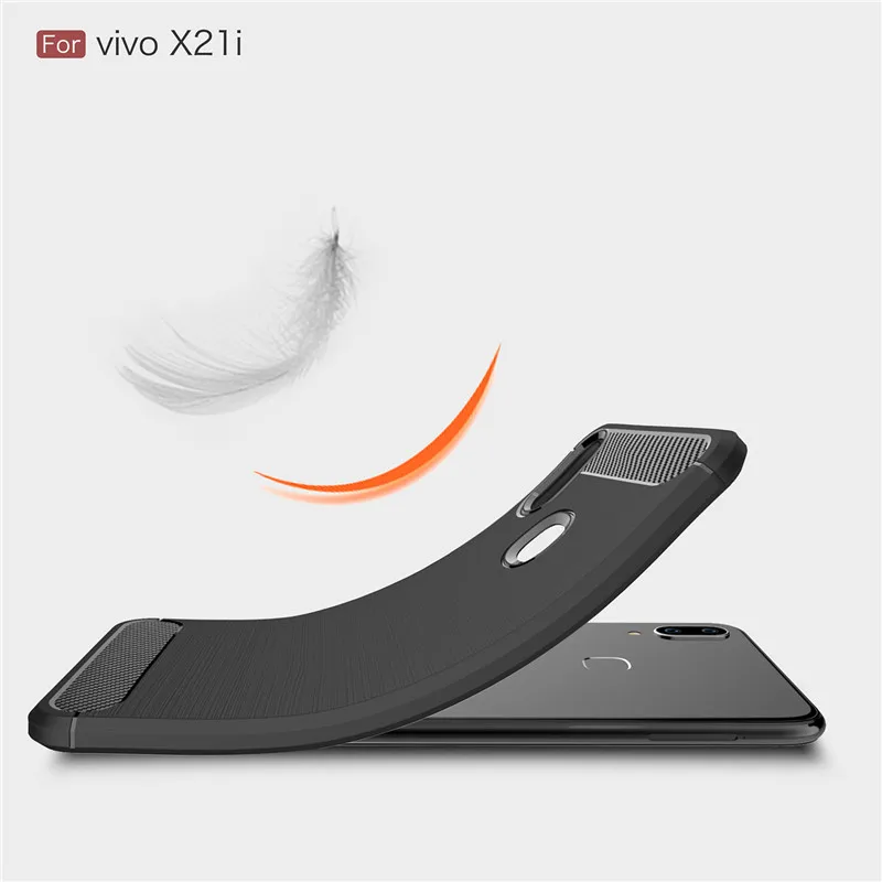 For VIVO X21i Case Luxury Carbon Fiber Rubber Armor Back Cover V7 V9 X7 X9 X9s X20 X21 UD Plus Silicone Phone |
