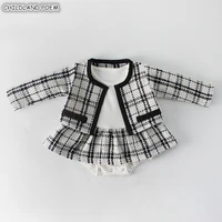 newborn baby girl clothes autumn spring 2019 baby rompers for girls plaid princess christmas baby clothes set romper jacket 2pc