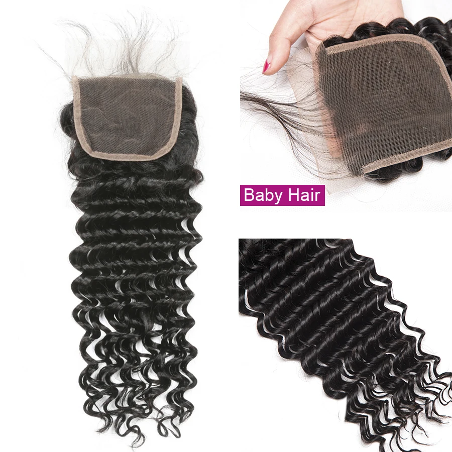 Бразильские волнистые пучки с закрытием человеческие волосы 4 пучка не Реми для