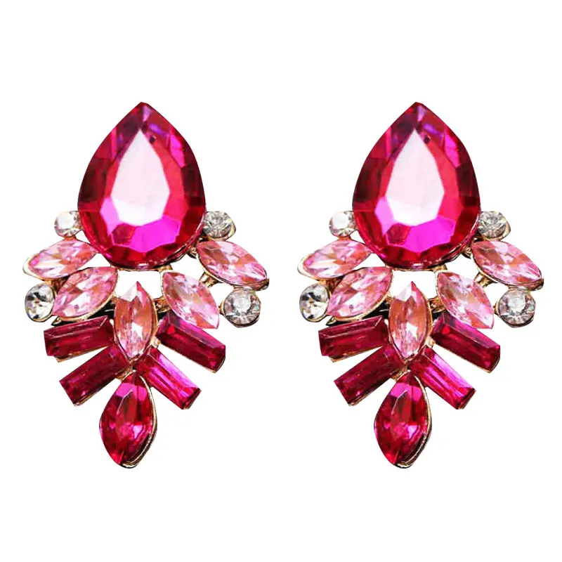 LUBOV Handmade Rhinestone sweet stud crystal earrings Women Fashion Jewelry Style Blue/Black/Pink Earrings for women girl | Украшения и