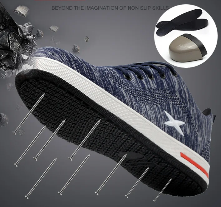 Модные мужские защитные ботинки из сетчатой ткани дышащие Нескользящие