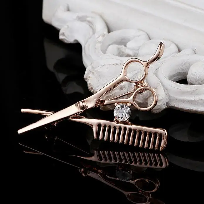 Linnor счастливый парикмахер-стилист Ножницы Броши Булавки стилист волос гребень DIY