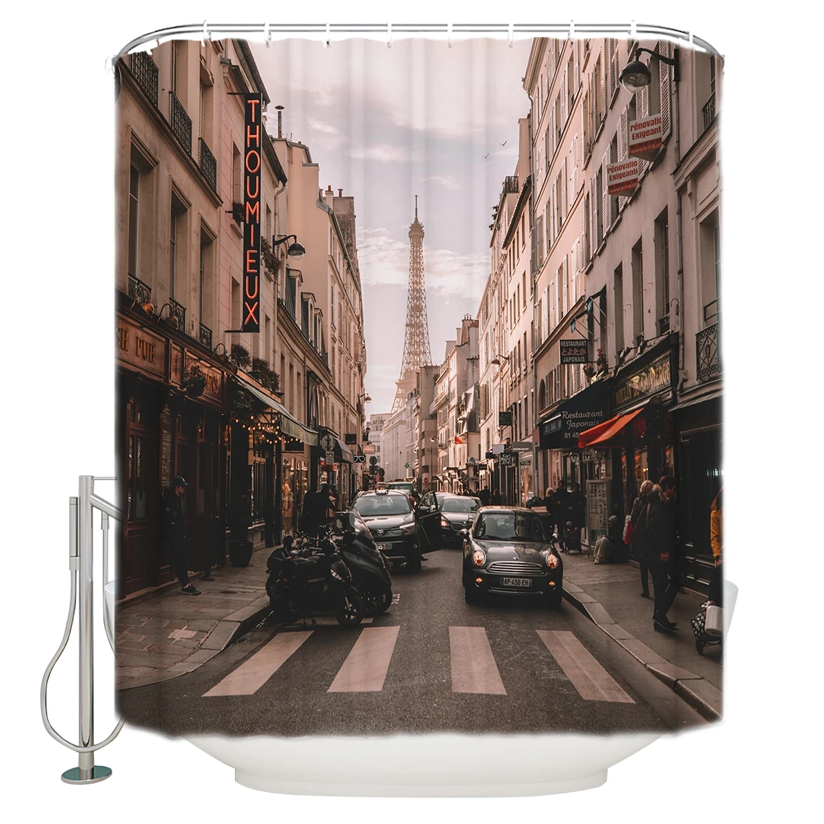 Винтажная Парижская Франция очень длинные тканевые занавески для душа декор