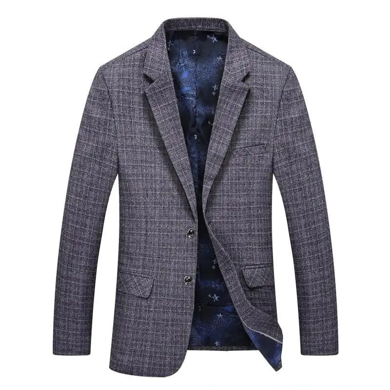 2019 Spring New Style Mens Business Fashion Suit Jacket Grid Stripe Mens Costume Blazer Casual Outwear Plaid Blazer Jacket Men