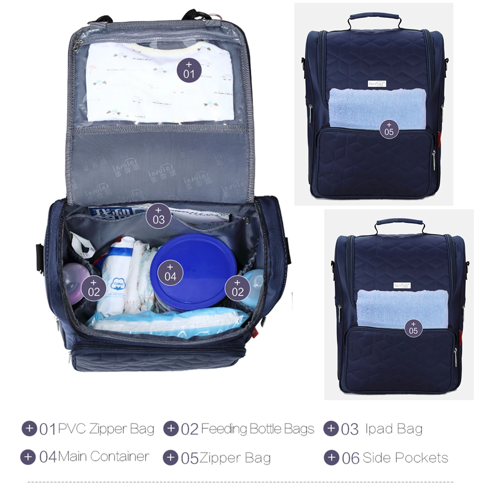 Инсулярная Мода большой емкости пеленки сумки рюкзак для мамы детские