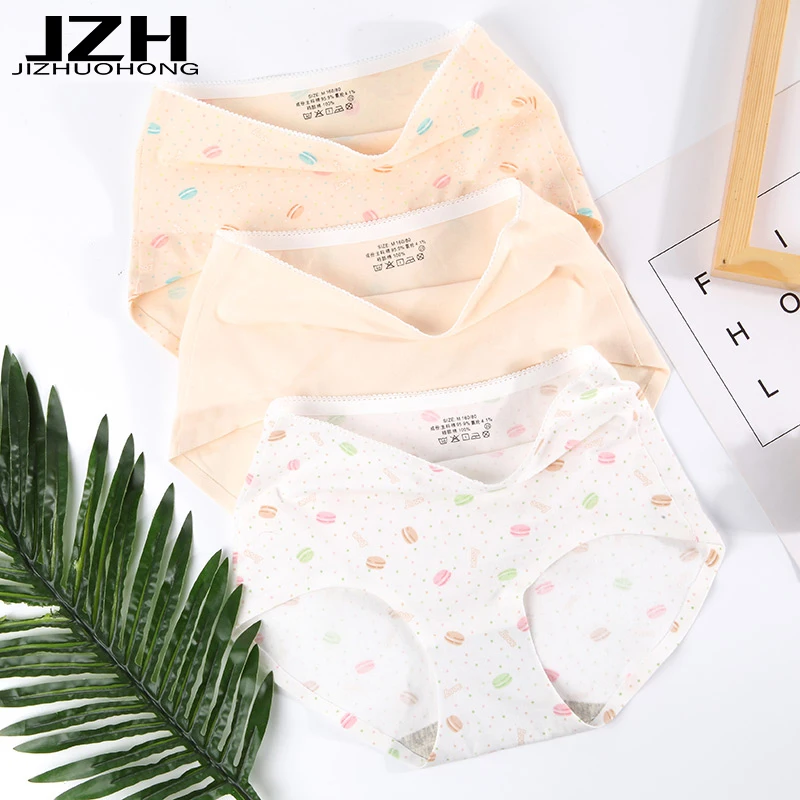 Jzh 2017 3 шт./лот пикантные женские Трусики хлопок бесшовные Нижнее бельё печати