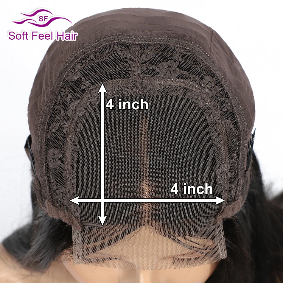 Soft Feel Hair 4*4 парики из натуральных волос, предварительно сорванные бразильские парики для черных женщин 1B Remy парик Средний часть