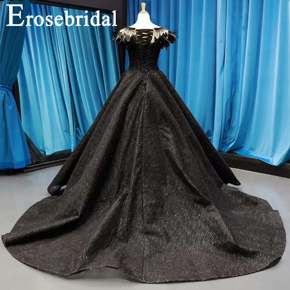 Женское свадебное платье Erosebridal черные свадебные платья крылья страуса бальное с