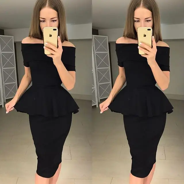 ЛИВА девушка сексуальная Bodycon с открытыми плечами женский плюс Размеры сарафан