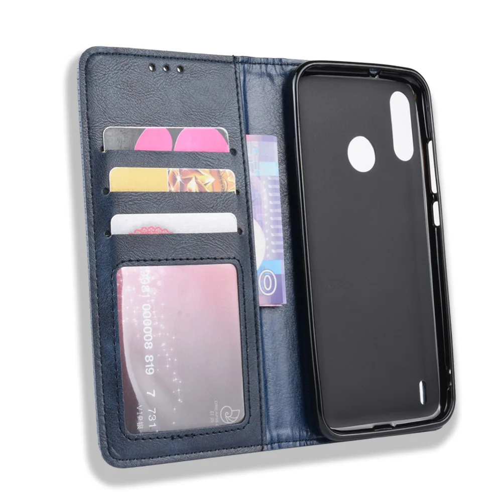 Кожаный чехол книжка для Motorola P40 Play винтажная задняя крышка телефона Moto P 40 с