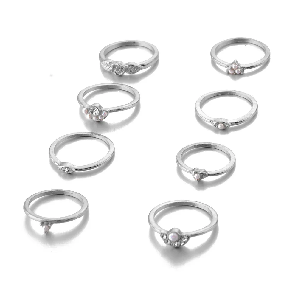 8 шт./компл. женское простое сердце кристалл цветок глаза лист Драгоценности