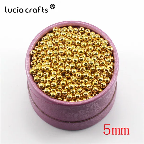 Lucia crafts 3/4/5/6/8mm многослойный посылка золотистого и серебристого цветов; Цвет покрытием легированные свободные бусины сделай сам ручной работы аксессуары материалы E0812 - Цвет: 5mm Gold 200pcs