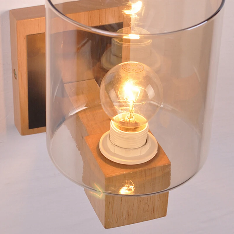 Modern Corridor Stairs Wood Led Wall Lamp Creative Personality Bar Restaurant Bedroom Bedside Glass Sconce Lighting | Лампы и