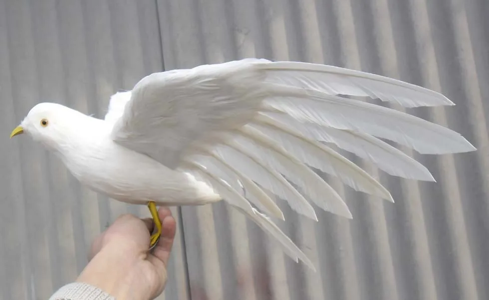 

about 50x30cm white feathers bird plastic foam & feathers spreading wings bird model toy,garden,bonsai decoration gift w5562