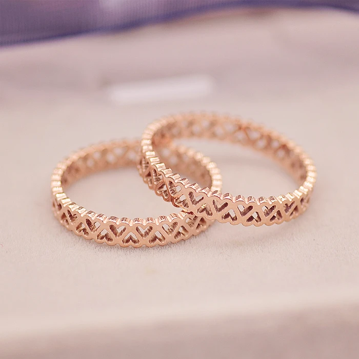 Кольцо на палец YUN RUO розовое золото нержавеющая сталь 316 л подарок день