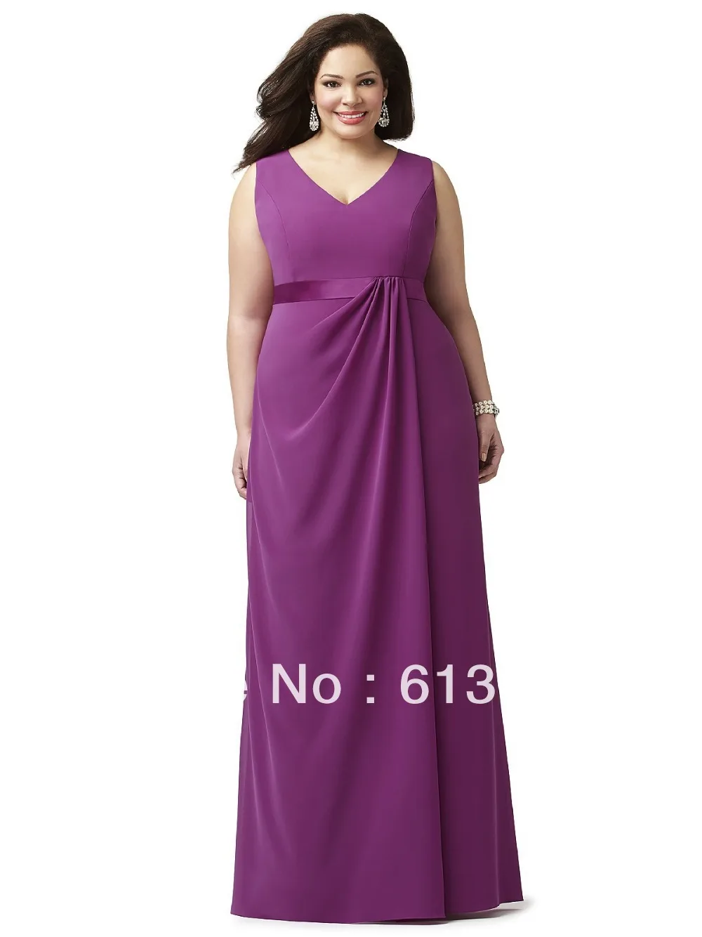 2013 Best selling Sexy V Neck Floor Length Purple Chiffon Long Bridesmaid dresses Plus Size Formal Gowns BD008 | Свадьбы и торжества