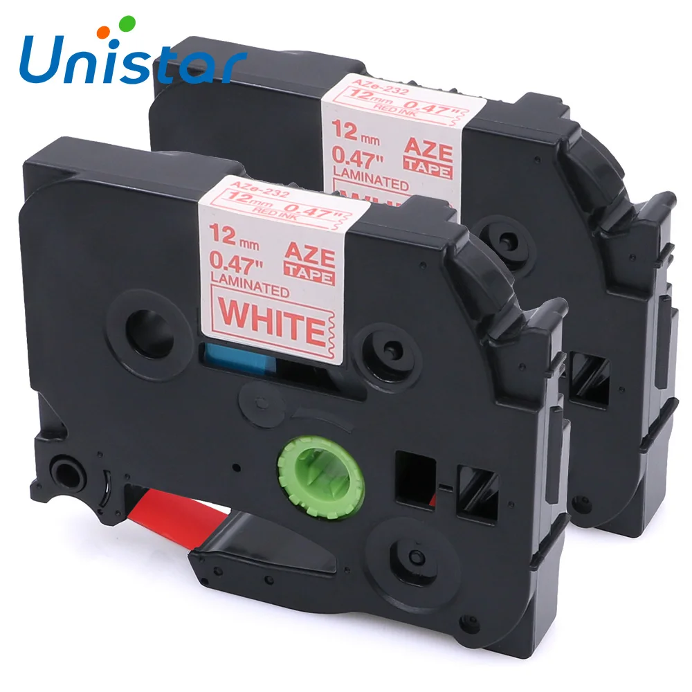 Unistar 2 шт. 12 мм * 8 м TZ TZe 232 красный на белом ламинированном совместимом с P touch tze