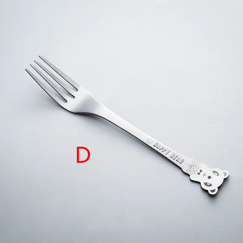 Big fork Детские Мультяшные столовые приборы из нержавеющей стали для малышей, многофункциональные экологические столовые приборы для ресторана, безопасная посуда для кормления новорожденных - Цвет: Big fork