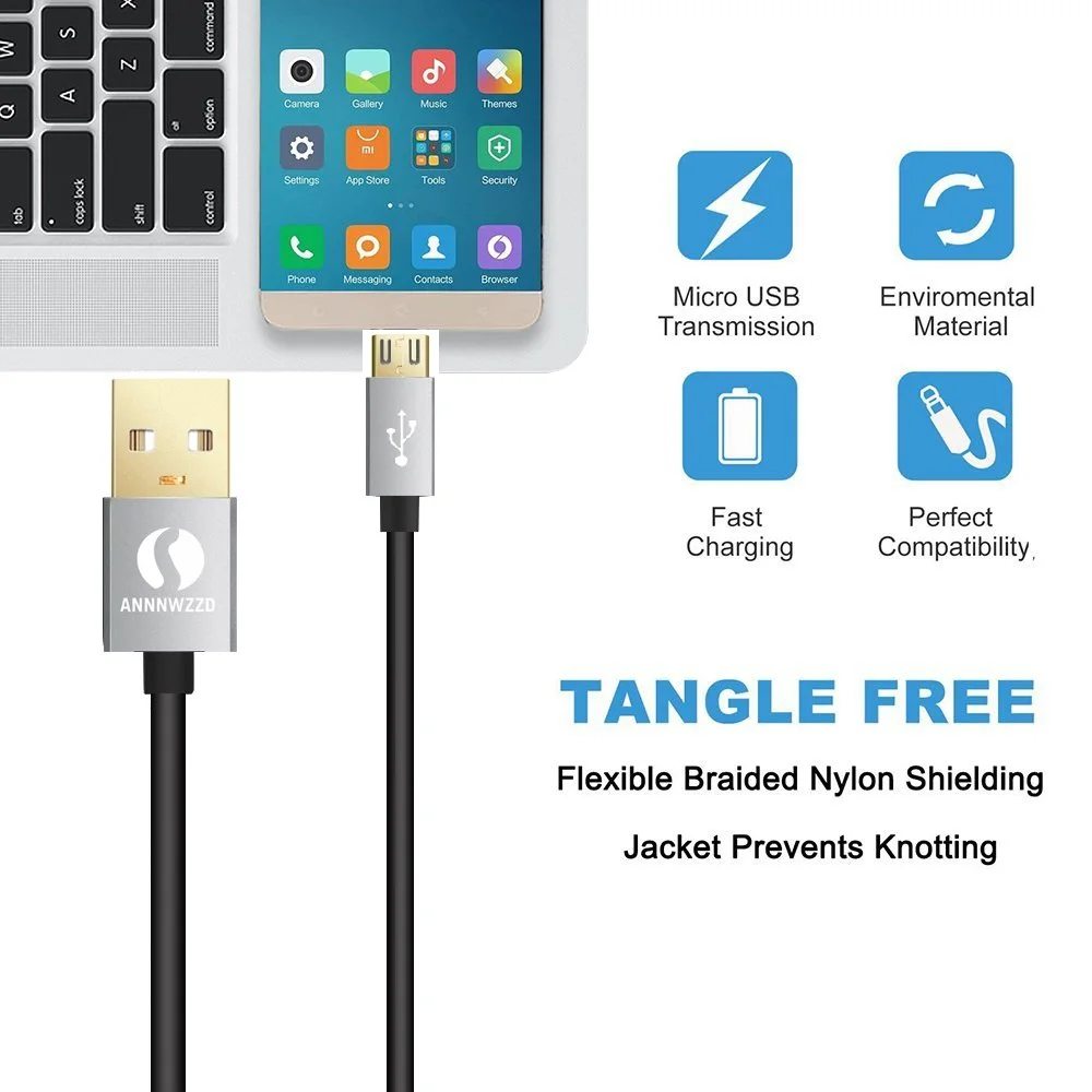 Кабель Micro USB для быстрой зарядки телефона адаптер и передачи данных Samsung Xiaomi Huawei