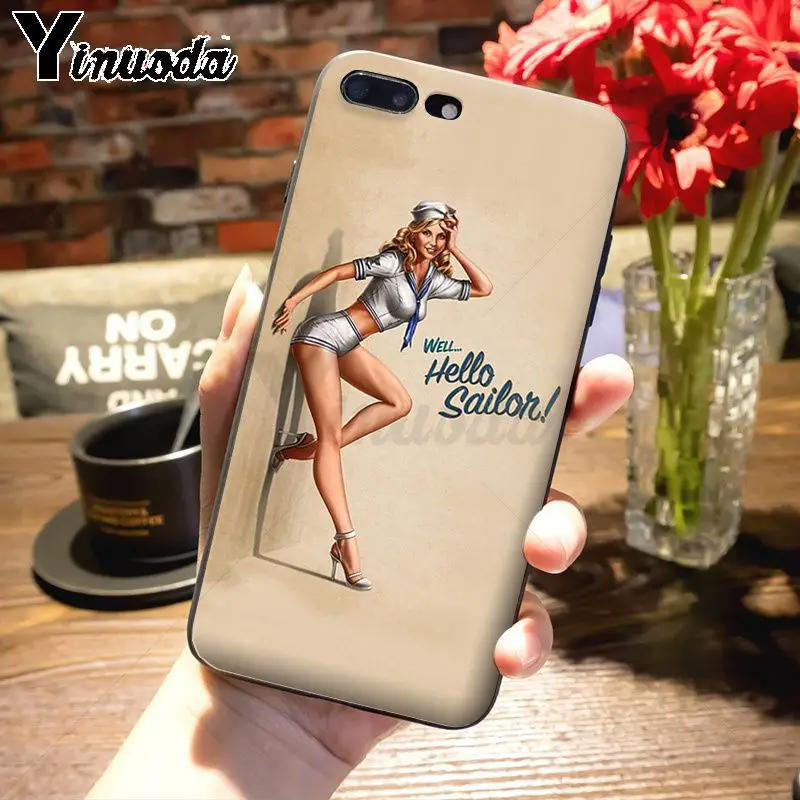 Роскошный чехол Yinuoda PinUp для девочек модный 2D телефона iPhone 7plus X 6 6S 7 8 8Plus 11Pro
