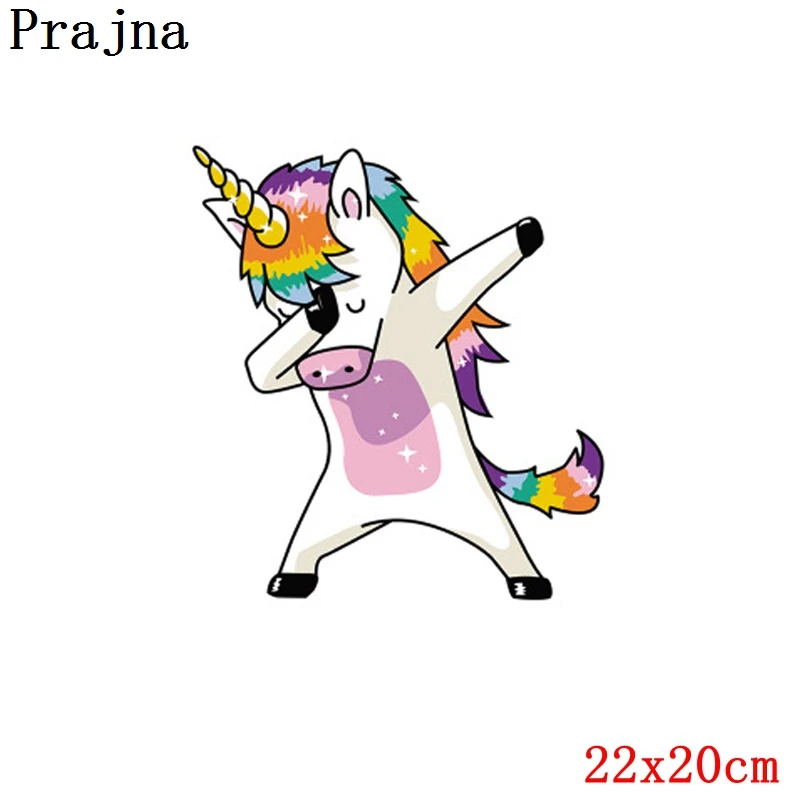 Prajna Heat Iron On Transfer Patches Cute Printed Appliques PVC Unicorn Animal Thermal For Clothing Decor Washable 2018 | Дом и сад