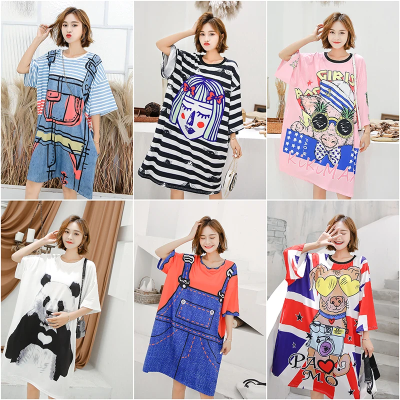 New 2019 Summer Maternity Pregnancy T Shirt Women Cartoon Long Tee Print Dress Pregnant Clothes Funny Loose T-shirt C774 | Мать и ребенок