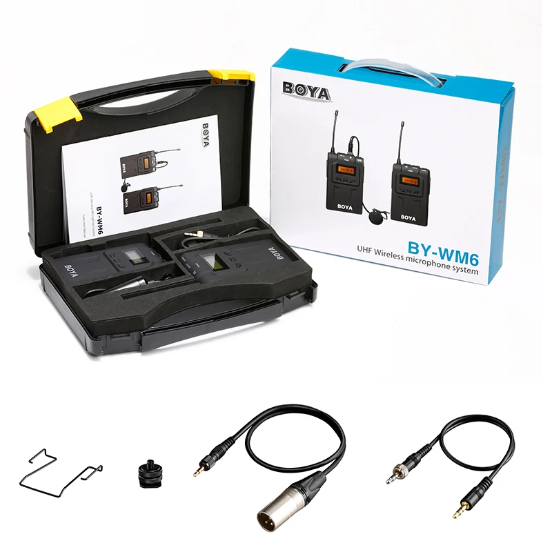 BOYA BY WM6 UHF Беспроводная микрофонная система всенаправленный петличный микрофон