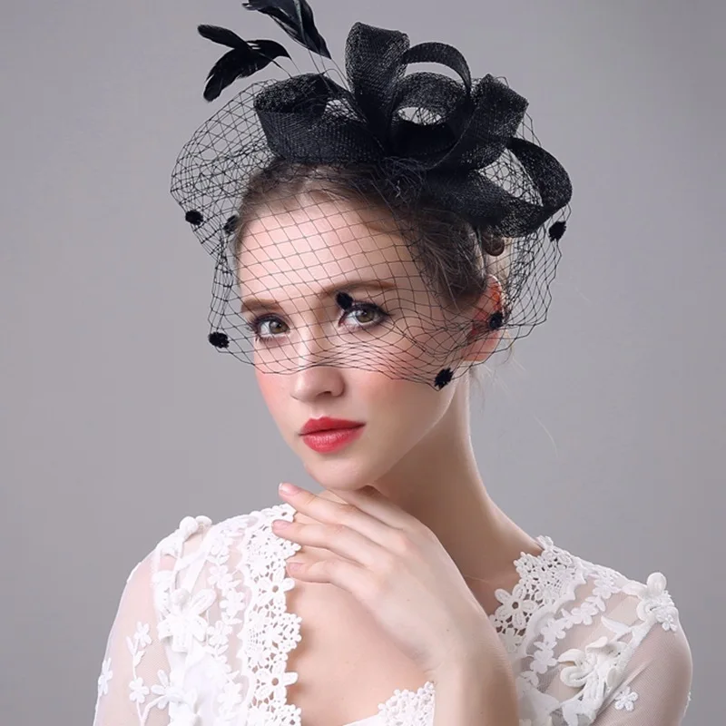 

Модная женская шляпа с марлевым цветком и бантом, шпилька для волос, свадебный реквизит для ручной фотосъемки, аксессуары для волос, шпильки...