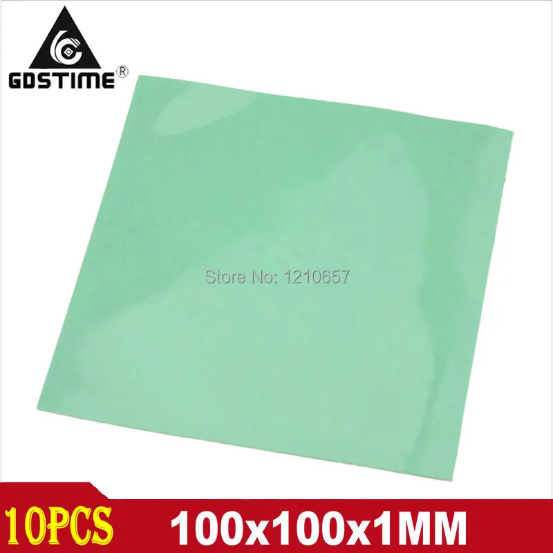 

10 Pieces lot Green 100 x 100 x 1mm Silicone Thermal Pad For Heatsink Cooling Conductive GPU CPU