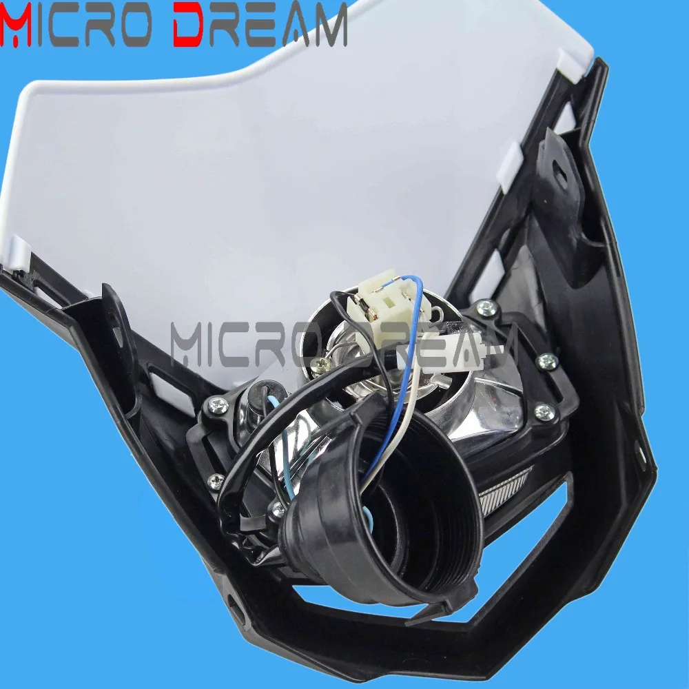 Мотокросс Белый головной светильник Enduro MX Универсальный H4 12V 35/35 Вт светодиодные