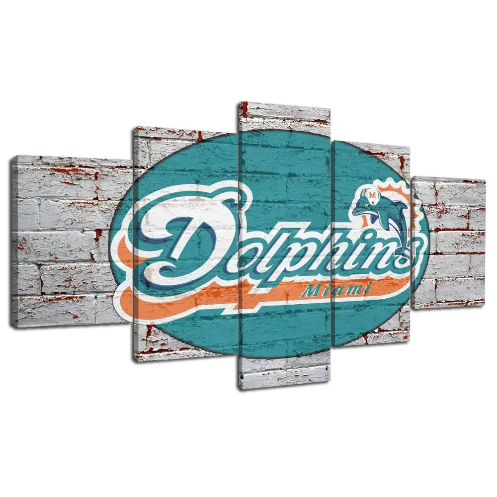 HD 5 Панель Холст Книги по искусству Miami Dolphins Картина Home decor плакат картина для