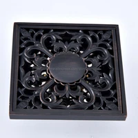 high quality 10cm10cm black oil rubbed brass art carved floor drain cover shower waste drainer bathroom accessories nhr086