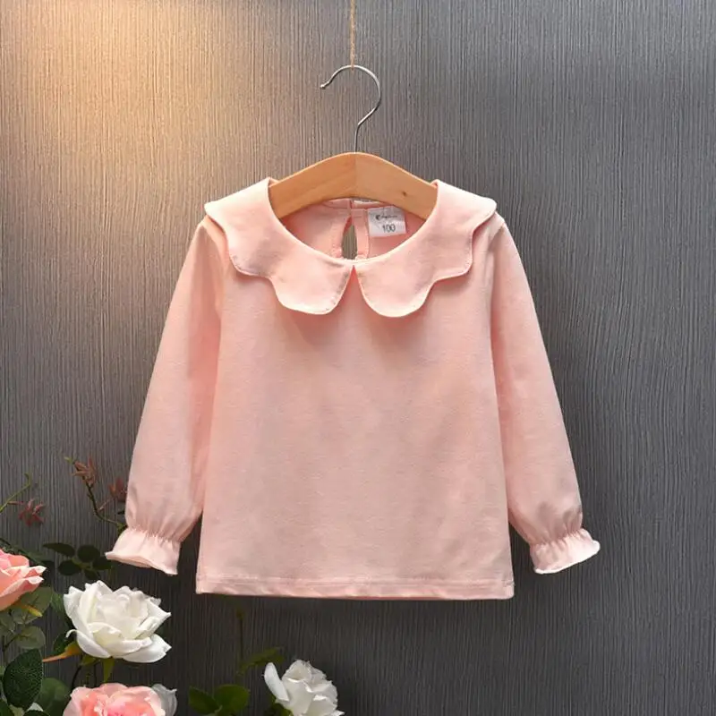 Футболка для девочек белая хлопковая футболка с длинным рукавом топы