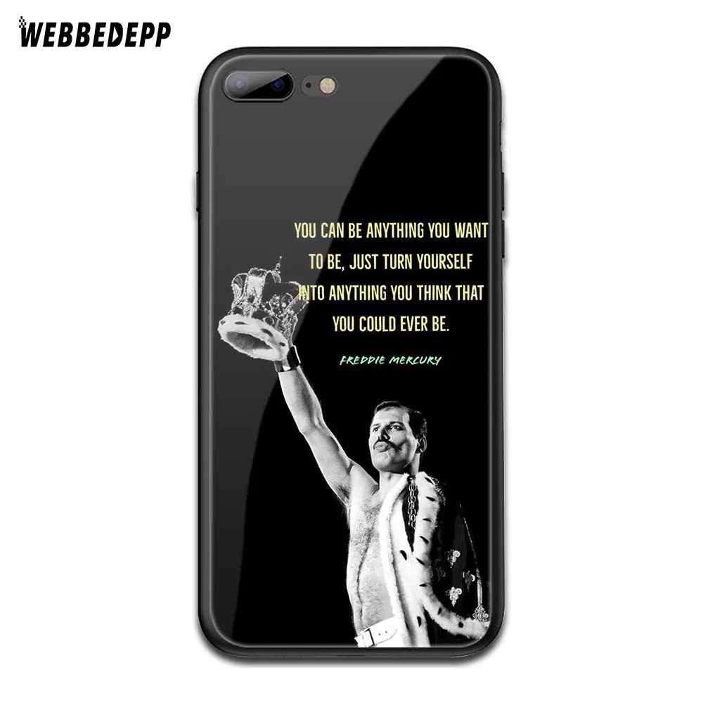 TG4 Чехол WEBBEDEPP queen band Freddie Mercury из закаленного стекла TPU для Apple iPhone 6 6S 7 8 Plus 5 5S SE XR X XS 11 Pro MAX чехол - Цвет: TG4