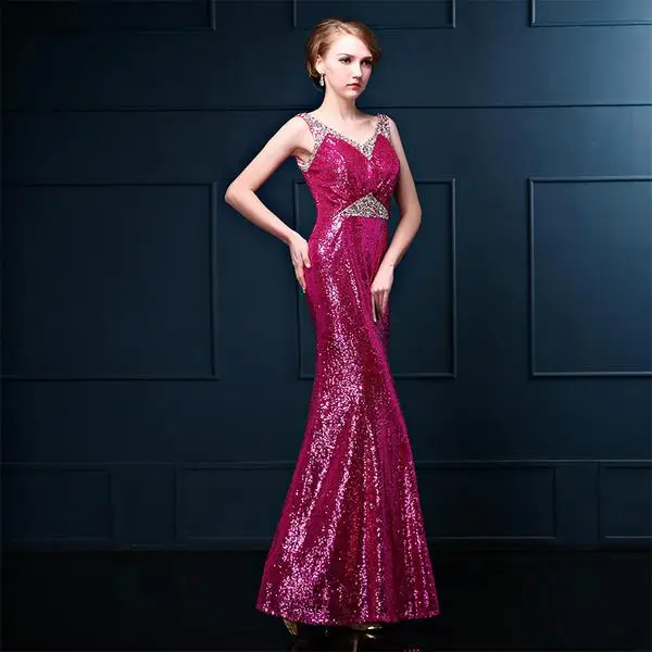 На Складе 2016 Дешевые Зеленый Русалка Вечерние Платья Блестками Кружева V