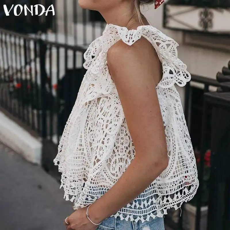 Женская блузка VONDA летняя однотонная без рукавов с вырезами большие размеры