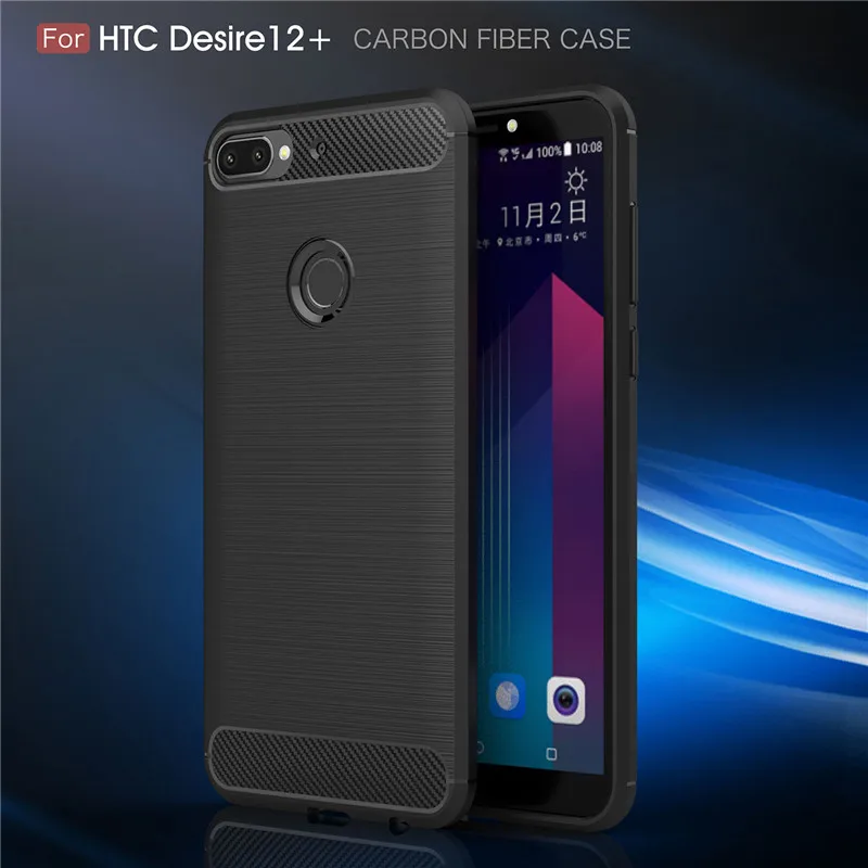 A.spanice For HTC Desire 12 Plus Armor Carbon Fiber Texture Brushed Soft TPU Back Cover 12+ Case 6.0inch | Мобильные телефоны и