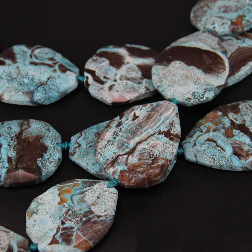 

Approx 8Pcs/Strand Sky Blue Ocean Stones Loose Beads,Faceted Pear Shape Beads Point Pendant Large Stones Necklace