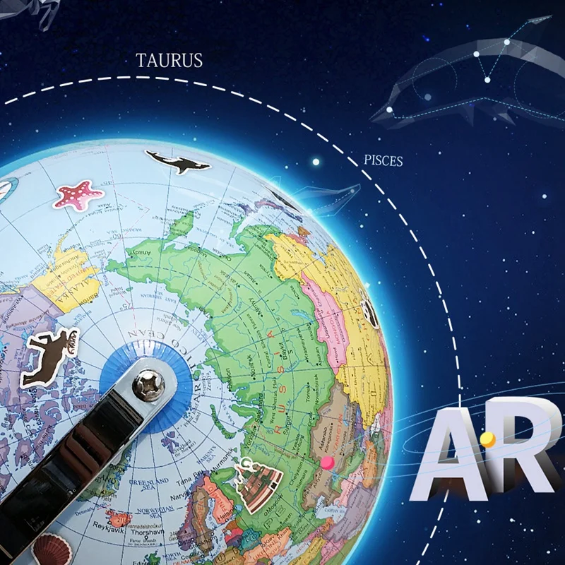 Образовательное приложение для расширения реальности мира географии Ar App опыт