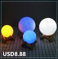 Сенсорная лампа с регулируемой яркостью, светодиодный ночник, лунный USB Перезаряжаемый светильник для маленьких детей, креативный подарок, прикроватная тумбочка для спальни, гостиной