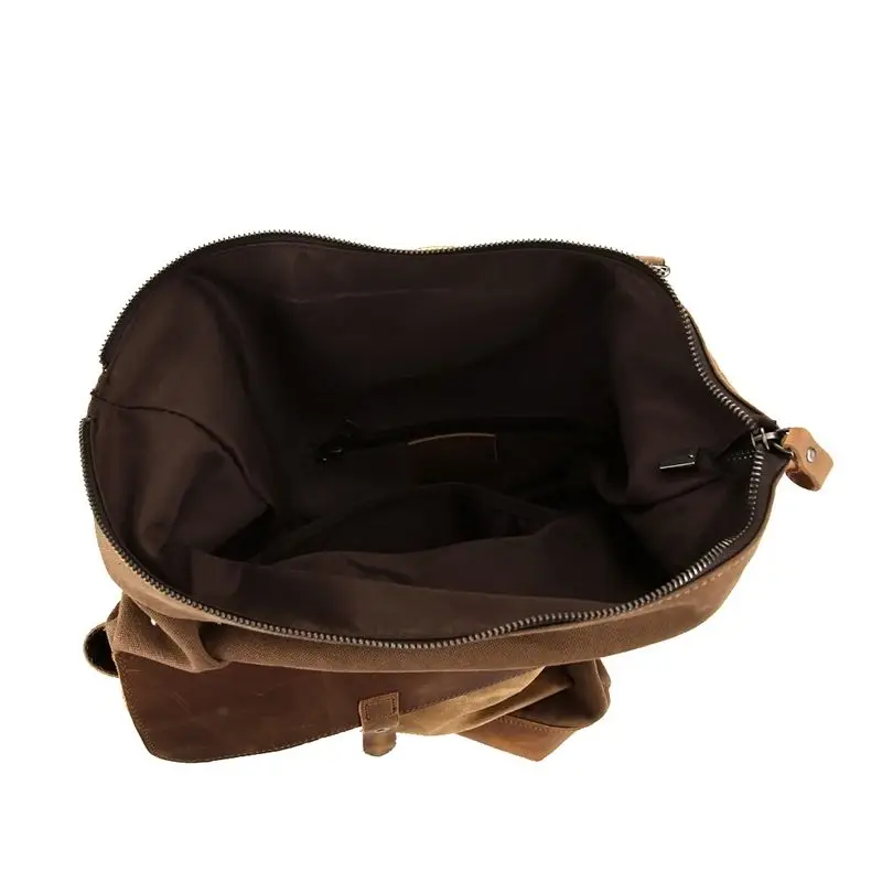 Bagpack Винтаж холст кожаный рюкзак для ноутбука Мужской колледж школьная сумка