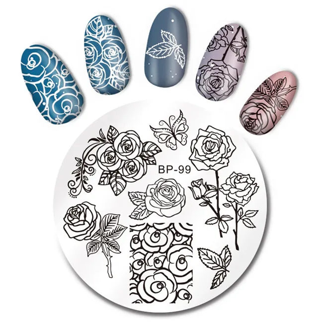 BORN PRETTY квадратный дизайн ногтей штамп шаблон цветок лоза листья розы Цветочный Рисунок печатная пластина для маникюра трафарет 6 см - Цвет: BP-99
