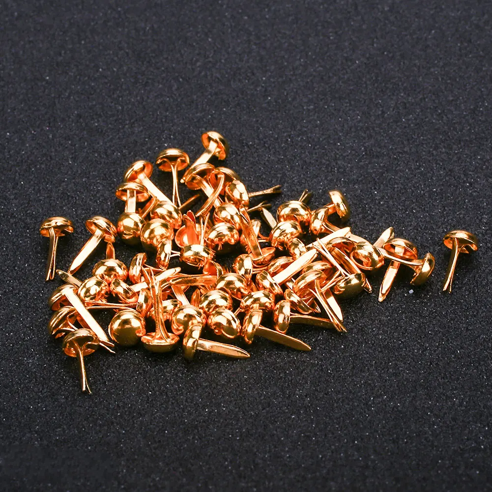 Gold Круглая коробка поддельные ногти Красота Макияж Аксессуары Brads Мини Брэд скрапбук балерина кончики для ногтей 50 шт - Цвет: Gold