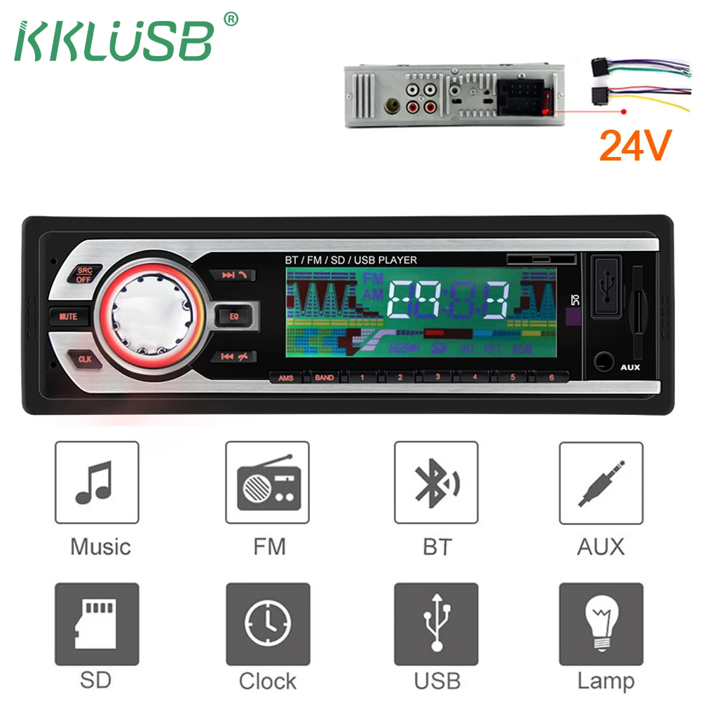 Авторадио Авто стерео 1 Din автомагнитола 24 в bluetooth V2.0 FM Aux Входной приемник