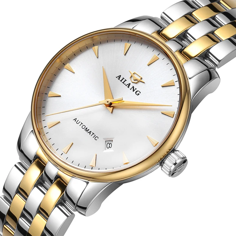 Часы AILANG для мужчин механические из стали водонепроницаемые простой с