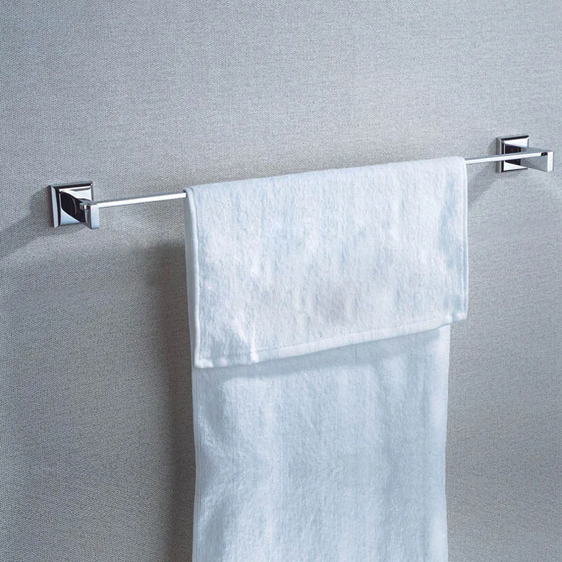 Single Towel Bar Аксессуары для ванной комнаты хромированный одиночный держатель для полотенец держатель для туалетной бумаги держатель для душа мыльница щетка насоса держатель стеклянная полка - Цвет: Single Towel Bar